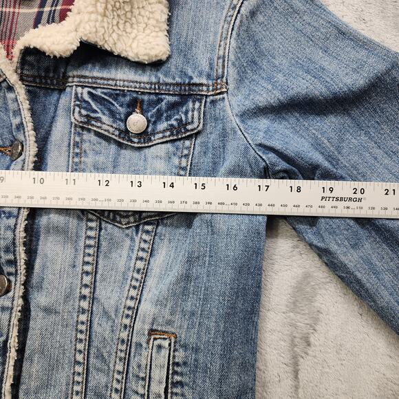 Thread & Supply Jacket Womens M Denim Flannel Lined Sherpa Collar Trucker Casual - Picture 10 of 12